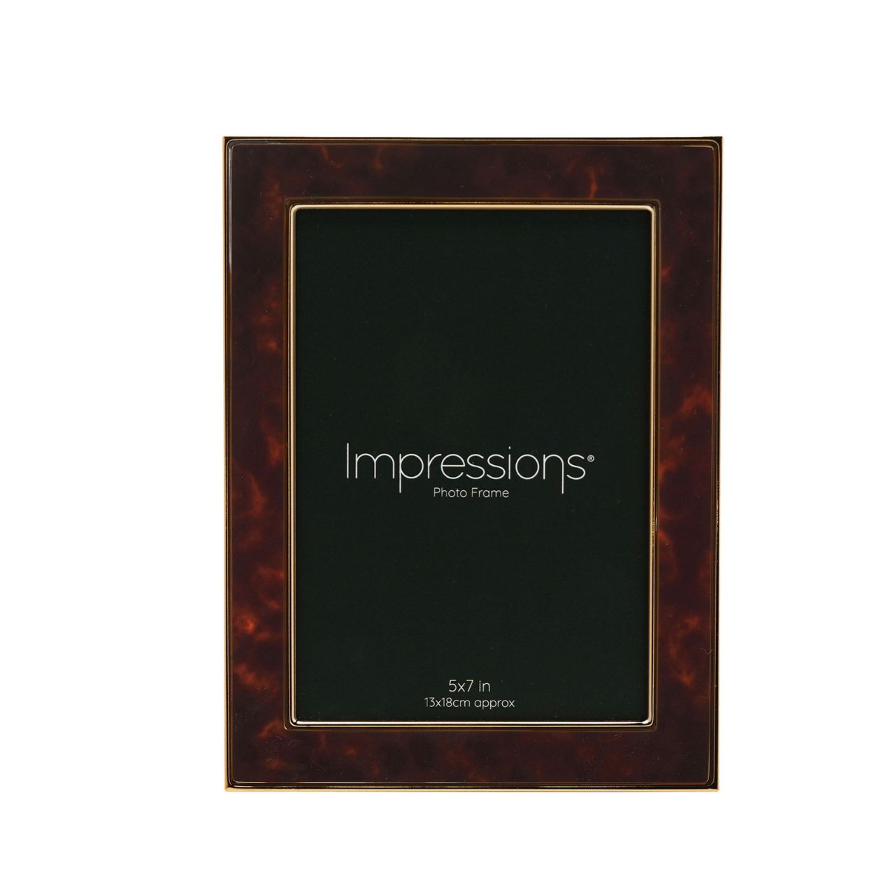 The Impressions Gold Tone Photo Frame 5" x 7" offers a stunning showcase for photographs or artwork.