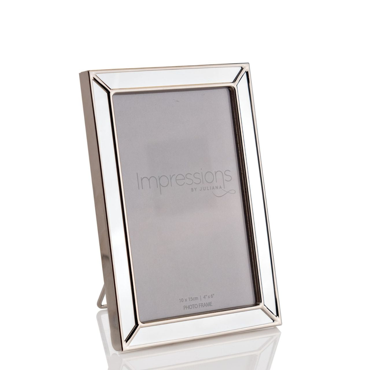 Silver & Mirrored Photo Frame 4" x 6"  Bring life into your home with this striking silver photo frame.  You can keep your favourite memory alive and nearby.