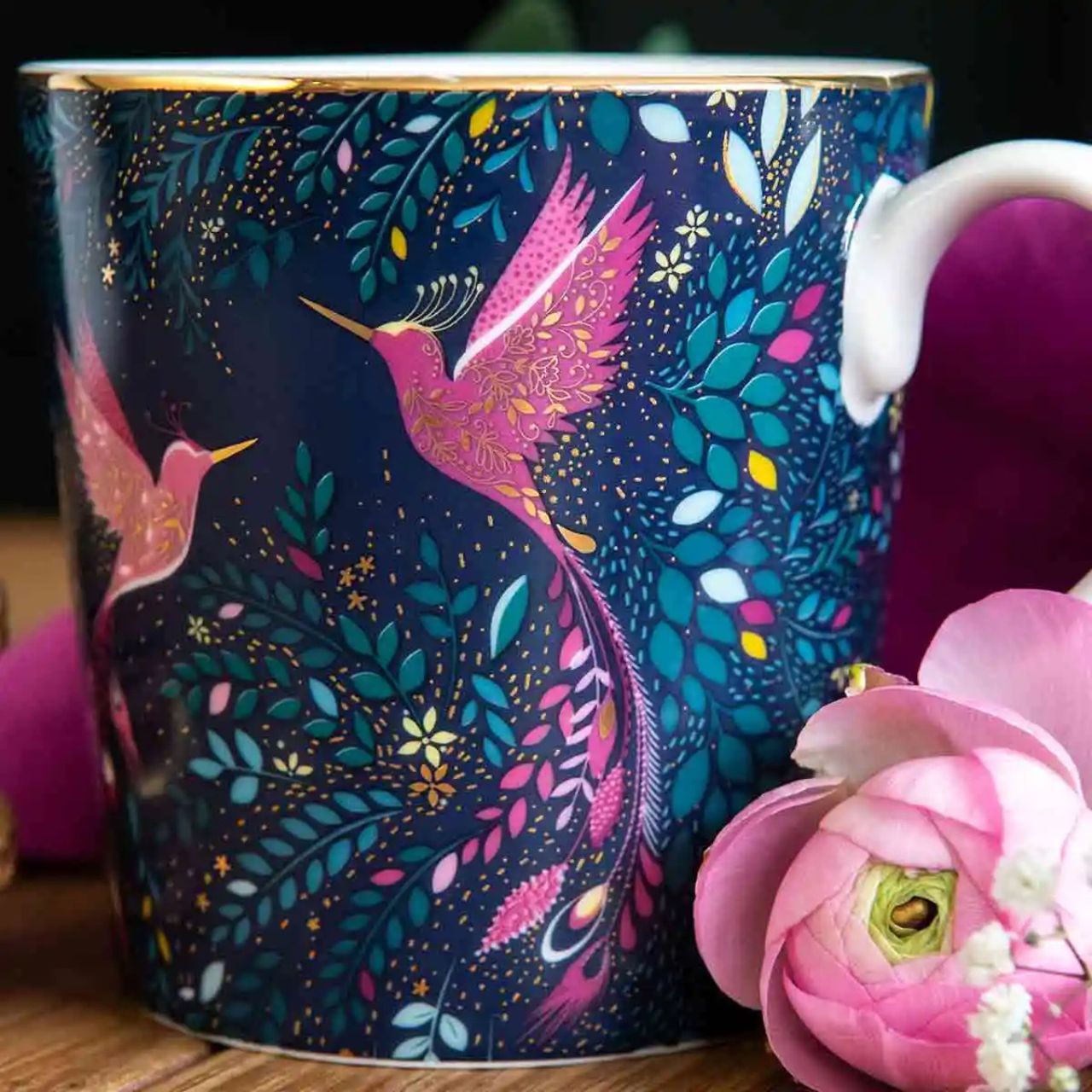 A beautiful fine china mug that exudes elegance and opulence