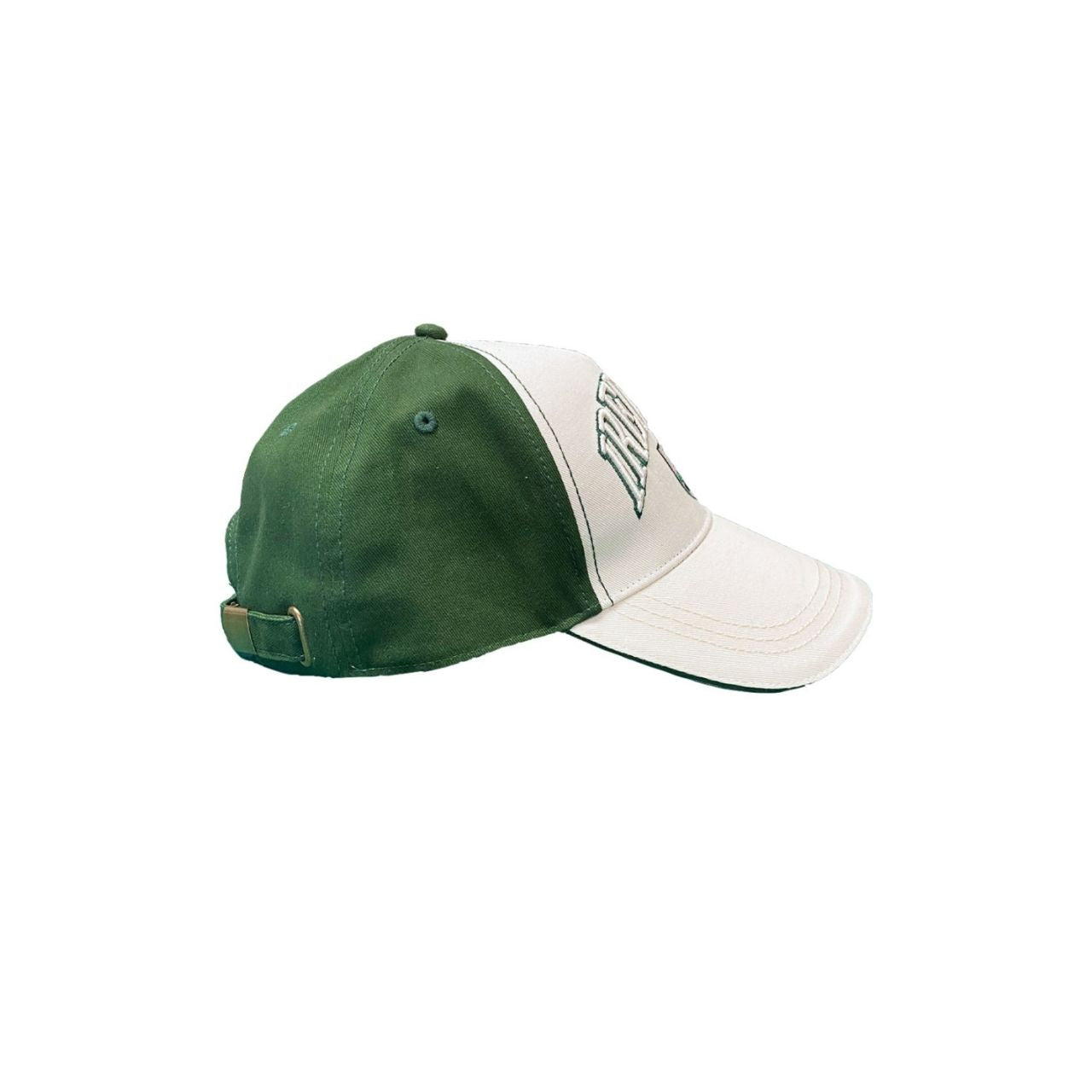 A clean baseball cap with Shamrock crest styling in cream and bottle green. Comfortable cotton construction for everyday wear. A timeless accessory.