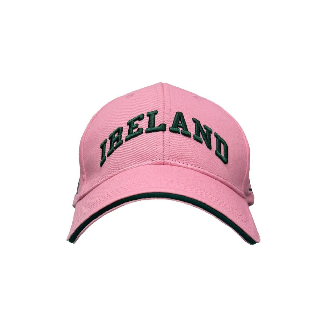 A playful baseball cap in pink and green with Ireland styling. Comfortable cotton construction throughout the day. A fun twist on a classic.