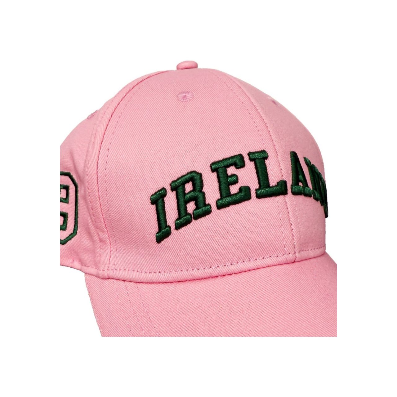 A playful baseball cap in pink and green with Ireland styling. Comfortable cotton construction throughout the day. A fun twist on a classic.