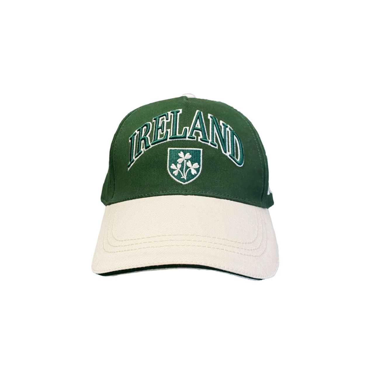 A classic Shamrock crest baseball cap in bottle green and cream. Structured shape with heritage appeal. Easy to pair with casual looks.