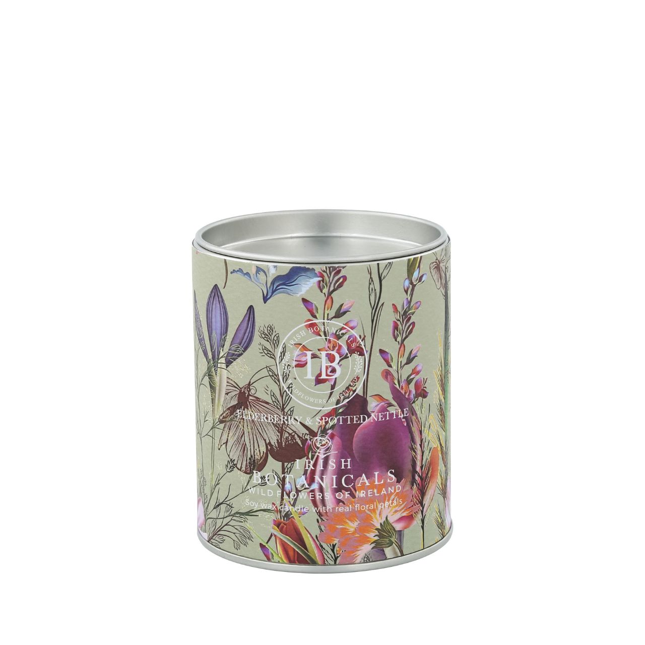 Expand your offerings with the Irish Botanicals Elderberry and Spotted Nettle Tin Candle, featuring harmonious Irish fragrances complemented by real dried flowers. Encased in an eye-catching, decorative tin, this candle combines portability with sophistication, appealing to customers seeking elegance and relaxation