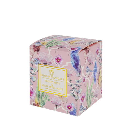 What is more fabulous than a fresh Peony rose.... a fresh peony rose mixed with fresh apple-mint... one word.. gorgeous!! Packaged beautifully in our Irish Botanicals signature box. Burn time 40 hours 100% Natural Wax with a cotton wick