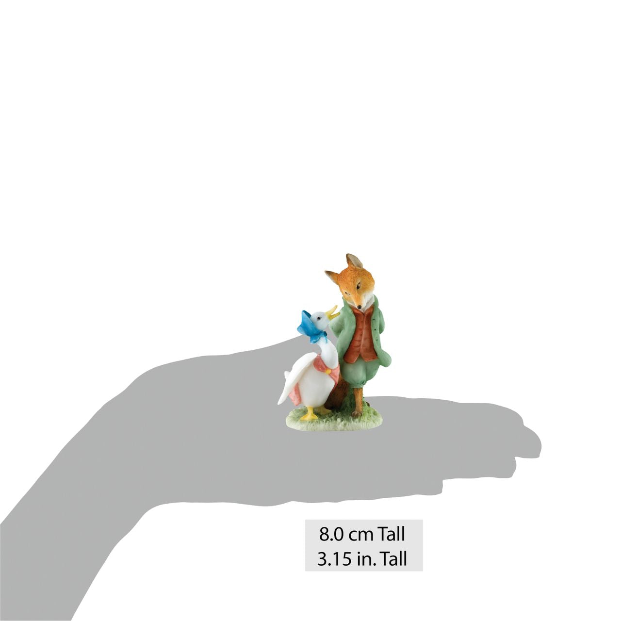 Jemima and The Foxy Whiskered Gentleman Figurine is a beautifully detailed collectable inspired by Beatrix Potter’s original illustrations. Lovingly hand-painted, capturing the charm and personality of these beloved characters, this delightful figurine makes a wonderful gift or a treasured addition to any Beatrix Potter collection.