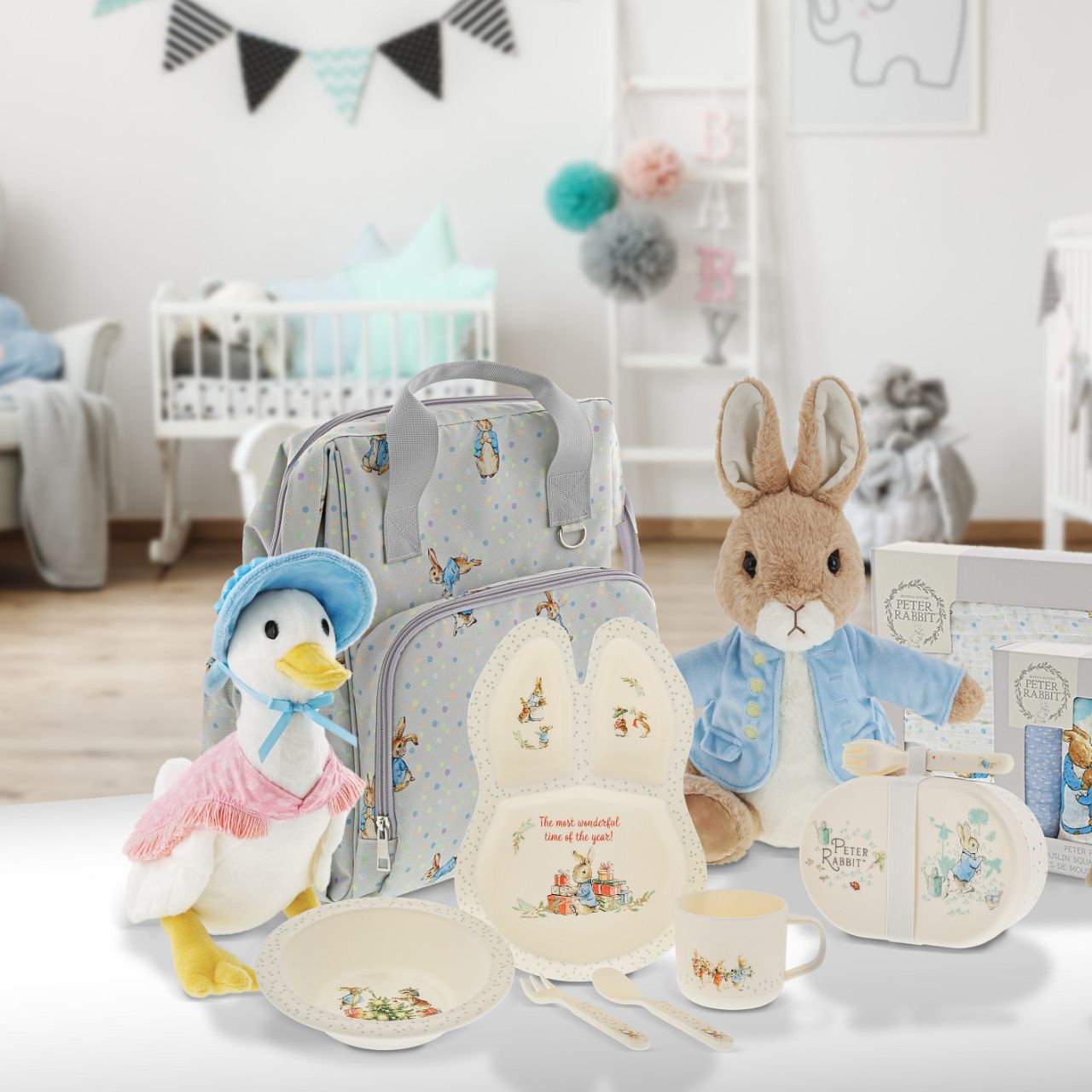 Jemima Puddle-Duck Large Peter Rabbit Collection  This Jemima Puddle-Duck soft toy is made from beautifully soft fabric and is dressed in clothing exactly as illustrated by Beatrix Potter,With her signature beautiful bonnet and shawl. The Peter Rabbit collection features the much loved characters from the Beatrix Potter books and this quality and authentic soft toy is sure to be adored for many years to come