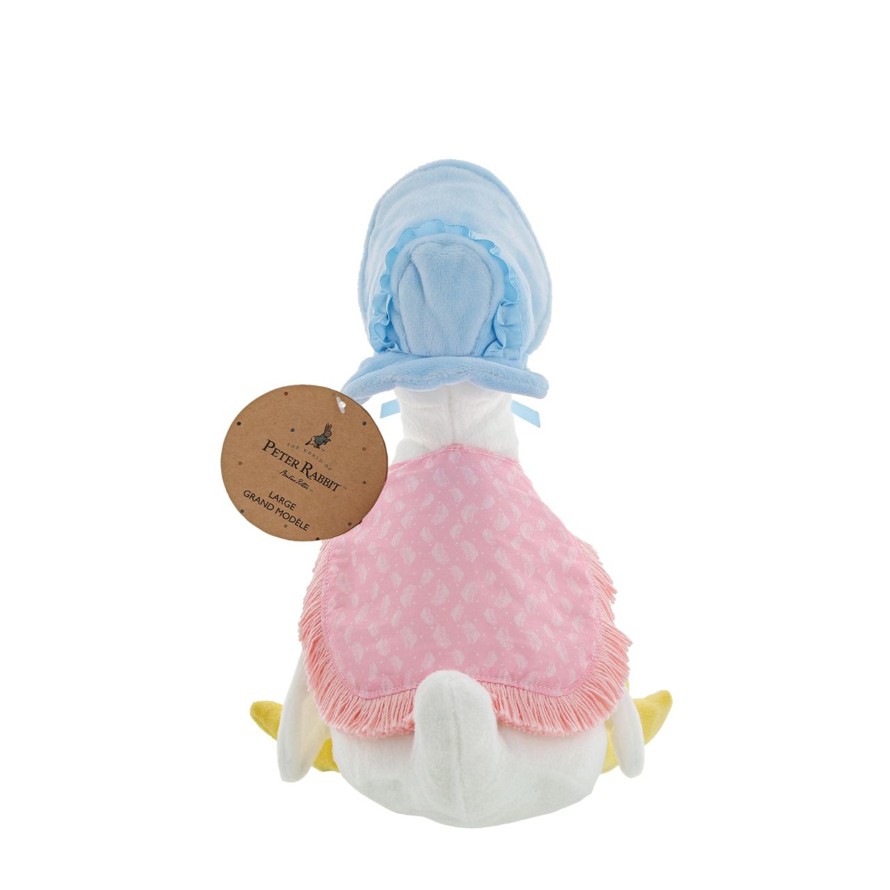 Jemima Puddle-Duck Large Peter Rabbit Collection  This Jemima Puddle-Duck soft toy is made from beautifully soft fabric and is dressed in clothing exactly as illustrated by Beatrix Potter,With her signature beautiful bonnet and shawl. The Peter Rabbit collection features the much loved characters from the Beatrix Potter books and this quality and authentic soft toy is sure to be adored for many years to come