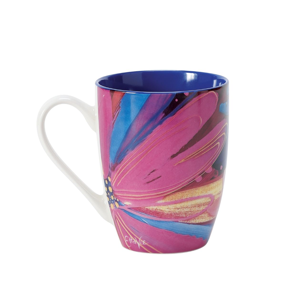 EttaVee Jessi's Garden Mug  Artist, designer and art influencer, Jessi Raulet, is known for her colourful and bold designs. This 12oz mug features a garden of colour and solid handle. Matching print gift box is reusable.