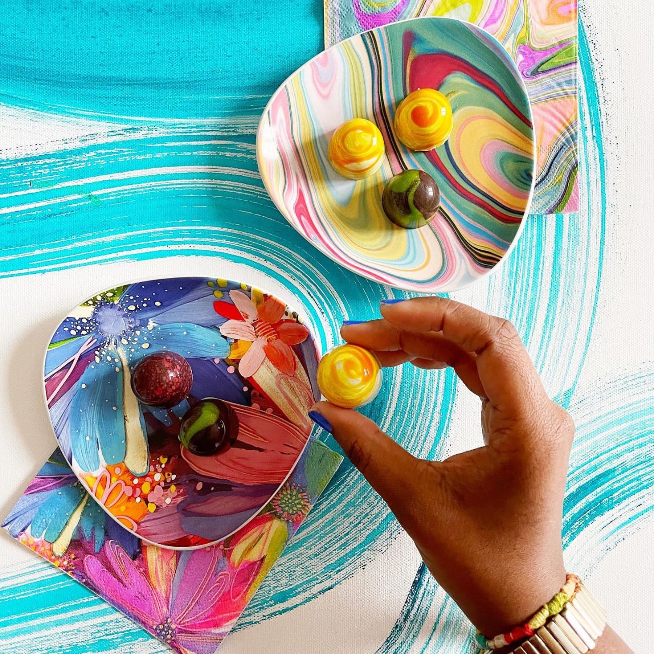 Jessi's Garden Trinket Tray by Etta Vee  Artist, designer and art influencer, Jessi Raulet, is known for her colourful and bold designs. This multi purpose tray is suitable for jewellery, keys, and more.