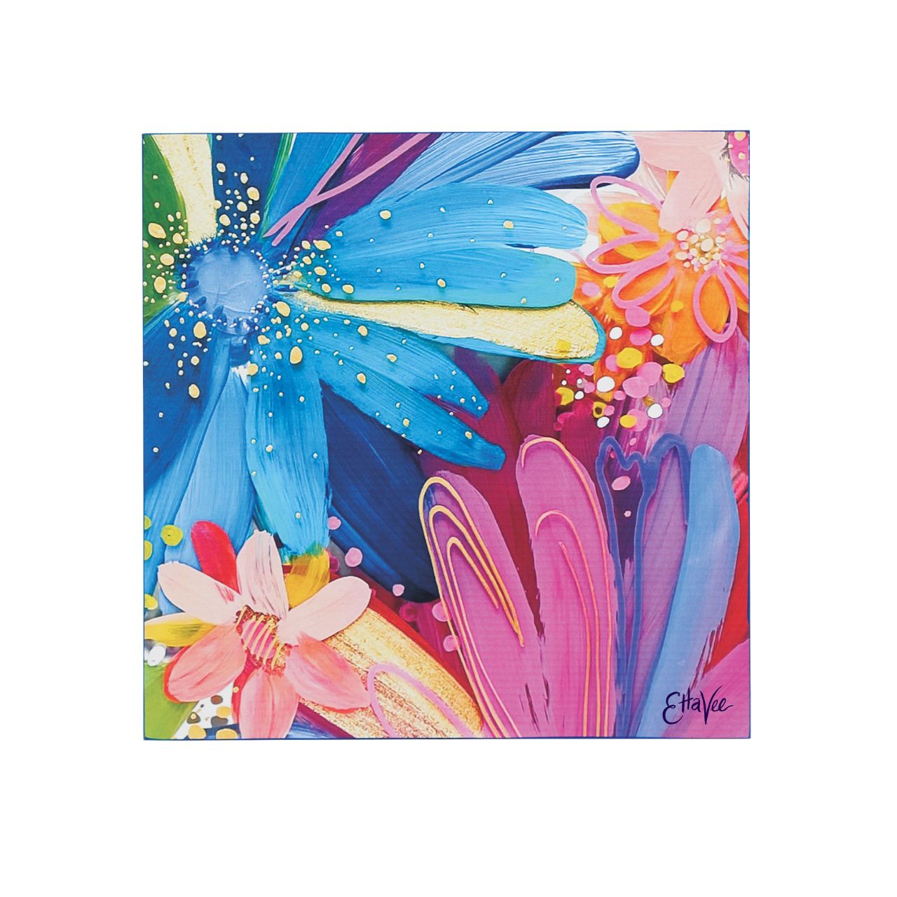 Medium Jessi's Garden Wall Art by Etta Vee  Artist, designer and art influencer, Jessi Raulet, is known for her colourful and bold designs. Add some good vibes to your space with this wall art. This can be freestanding on a desk or shelf and also has option for wall hanging.