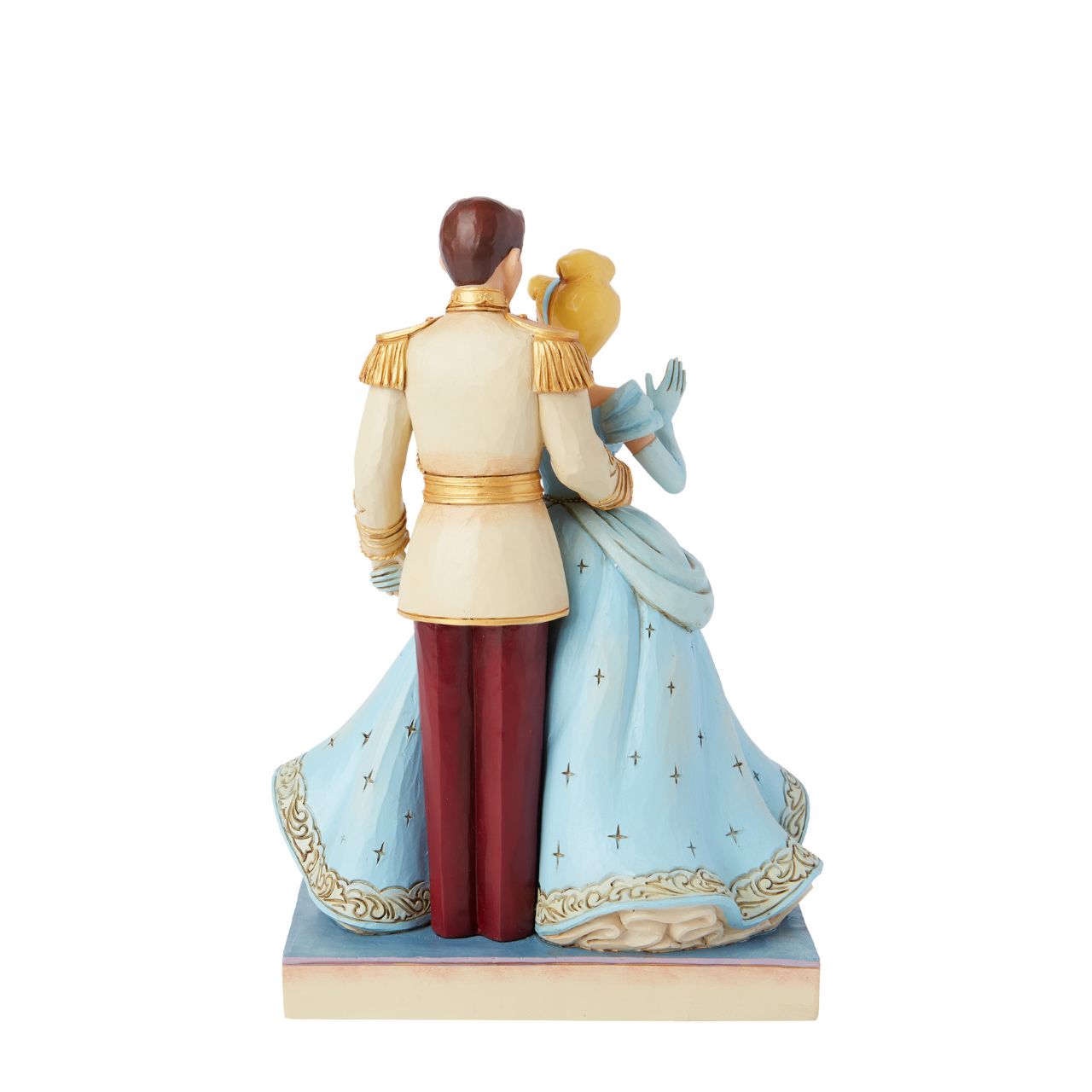 Featuring the iconic Cinderella ahead of her 75th Anniversary in 2025, with her love the Prince. Hand crafted and hand painted. From the Disney Traditions collections.