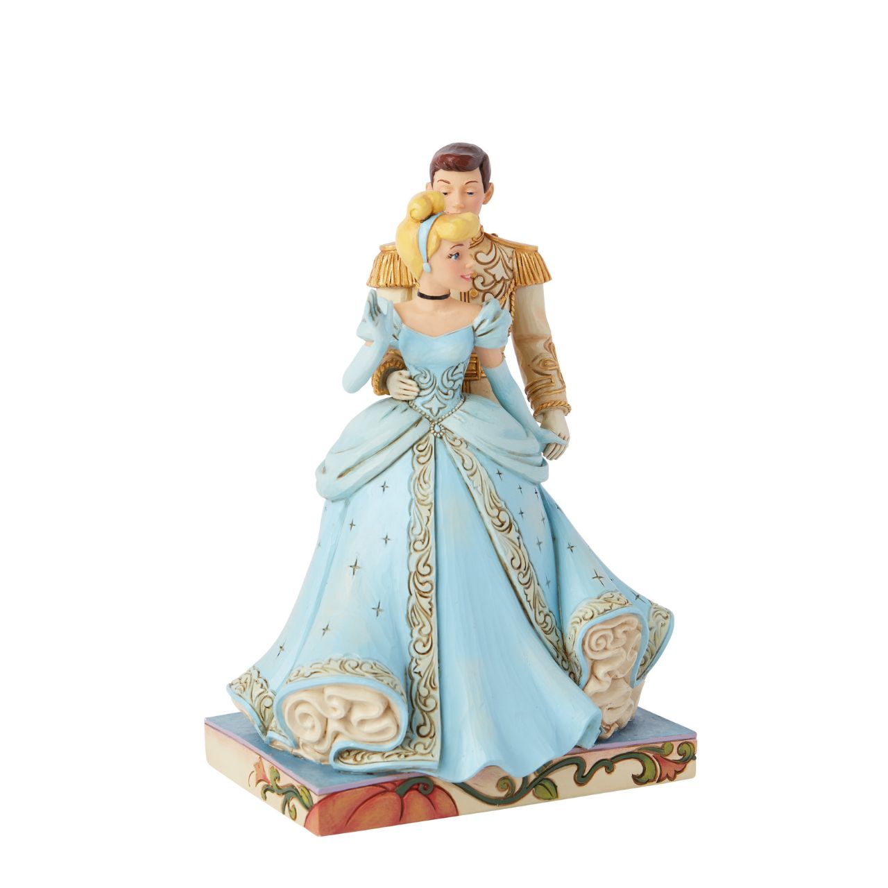 Featuring the iconic Cinderella ahead of her 75th Anniversary in 2025, with her love the Prince. Hand crafted and hand painted. From the Disney Traditions collections.