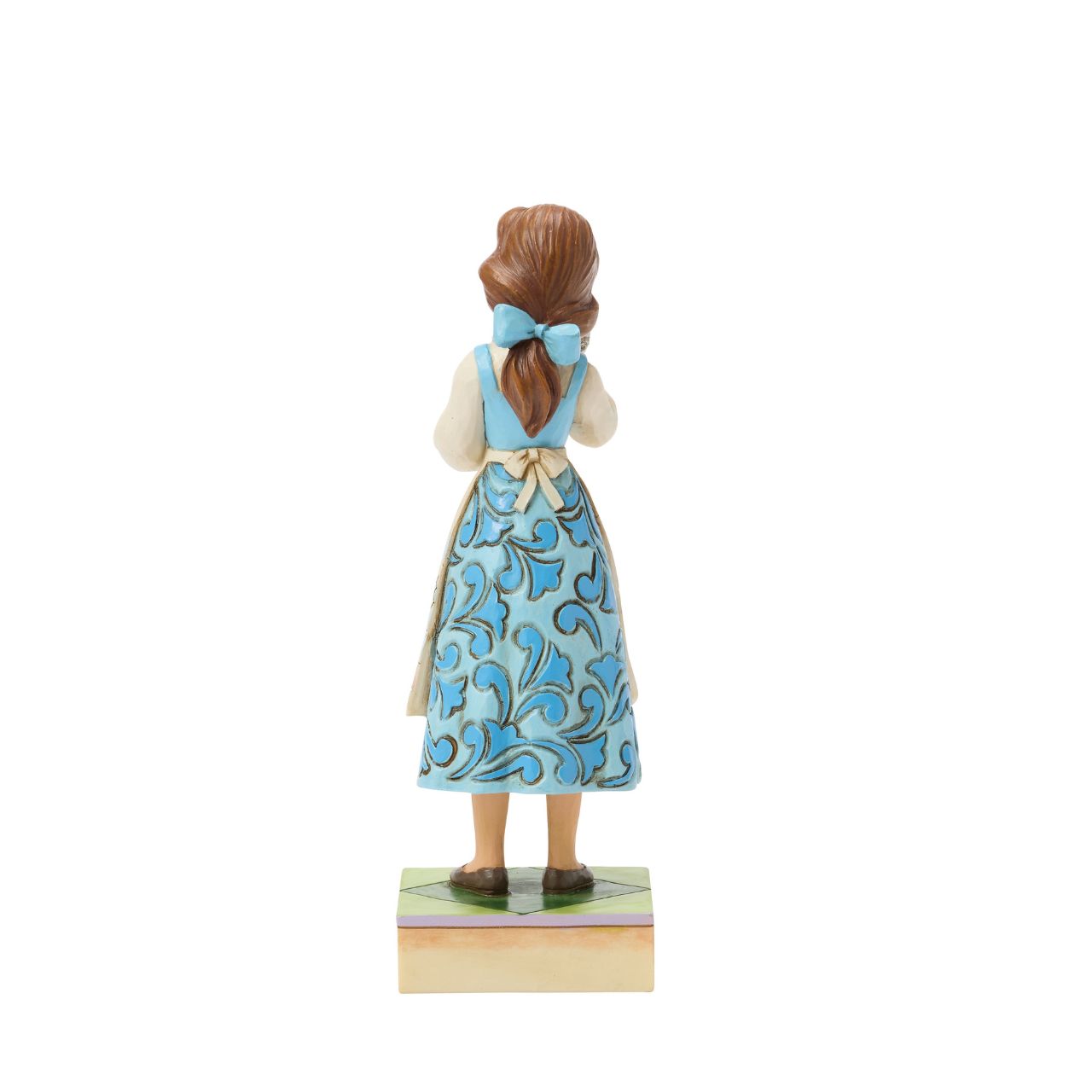Belle gazes into the enchanted mirror in this graceful Jim Shore scene, catching a glimpse of the Beast from afar. Surrounded by rich detail and folk art flourishes, the design reflects Belle's empathy and love of discovery in true Disney style.
