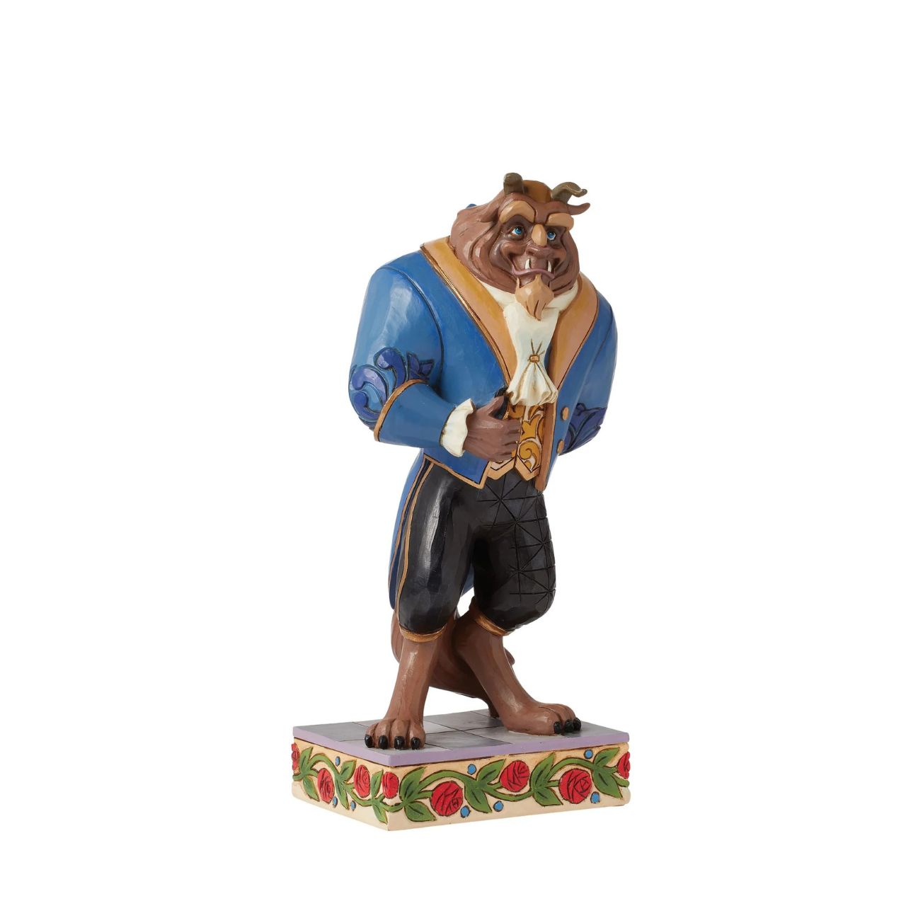 Smartly dressed and looking every bit the Prince he is underneath, the Beast is ready for his dance with Belle. Taken from the iconic Disney Beauty and the Beast film, this piece is a perfect addition to any fans collection, either by himself or paired with any of the Belle figurines from the Disney Traditions by Jim Shore collection.
