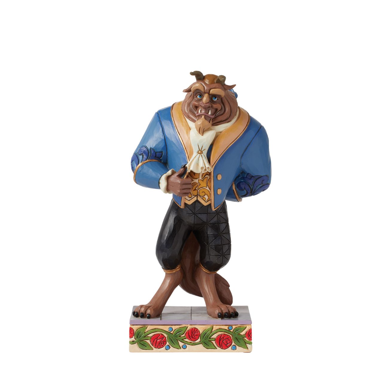 Smartly dressed and looking every bit the Prince he is underneath, the Beast is ready for his dance with Belle. Taken from the iconic Disney Beauty and the Beast film, this piece is a perfect addition to any fans collection, either by himself or paired with any of the Belle figurines from the Disney Traditions by Jim Shore collection.