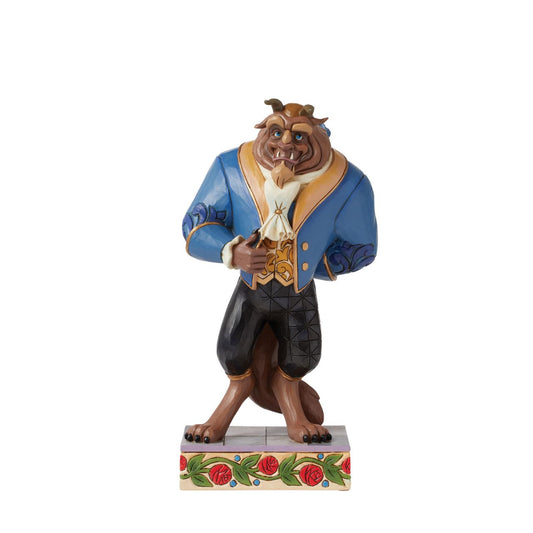 Smartly dressed and looking every bit the Prince he is underneath, the Beast is ready for his dance with Belle. Taken from the iconic Disney Beauty and the Beast film, this piece is a perfect addition to any fans collection, either by himself or paired with any of the Belle figurines from the Disney Traditions by Jim Shore collection.