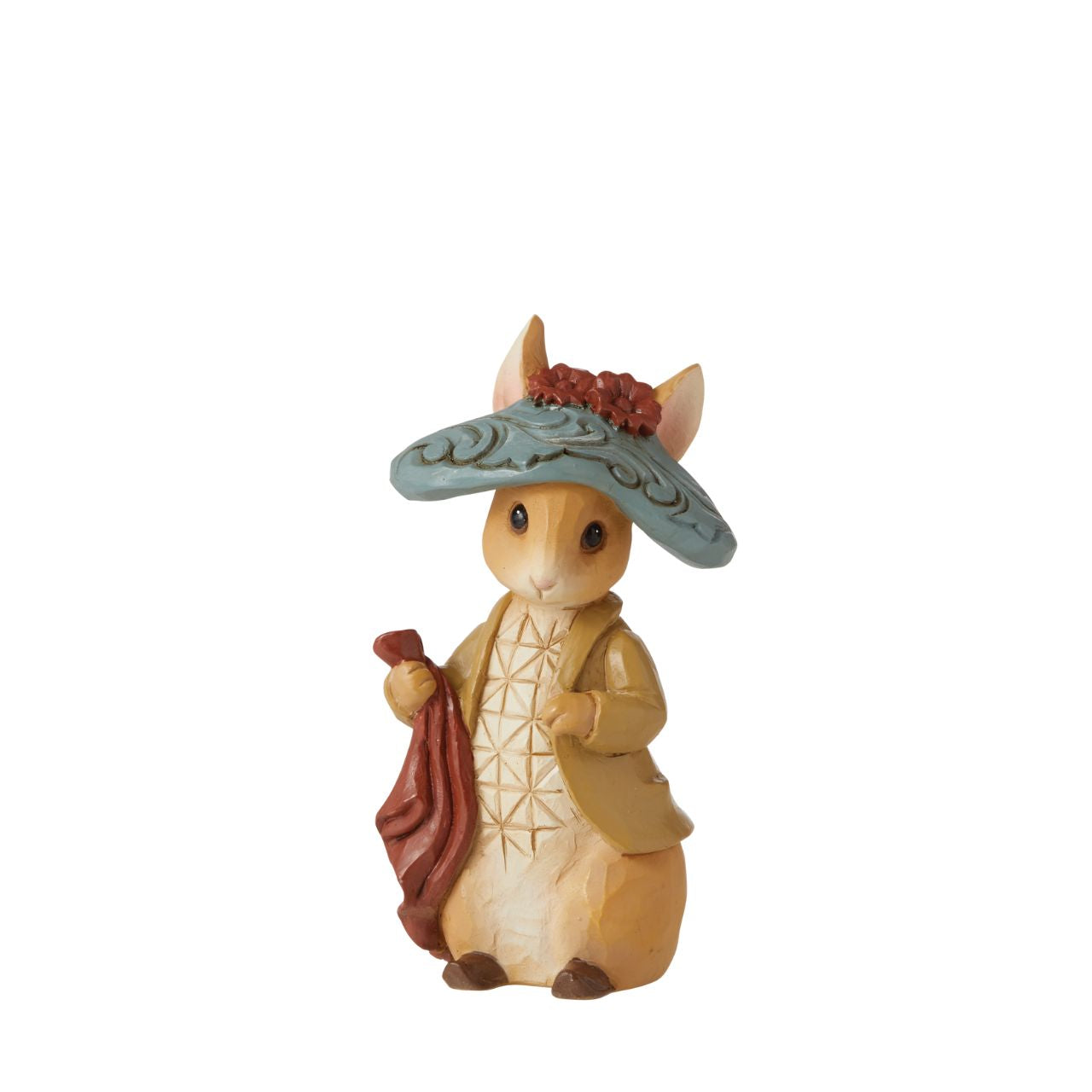 Benjamin Bunny, Peter Rabbit's lovable cousin, brings a flower for you and kindness to your home. Wearing his characteristic hat, the little bunny waits patiently for the next adventure. Exquisitely crafted by Jim Shore, Benjamin boasts with beauty.