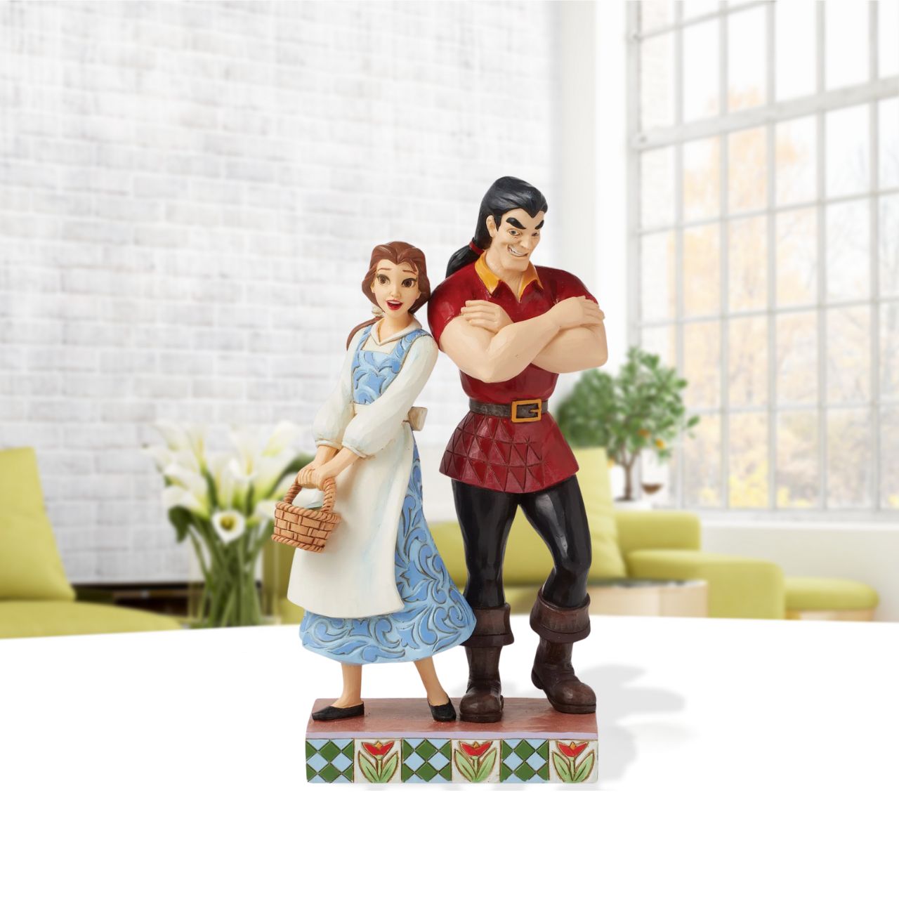 The villain of the tale with the beauty. This exciting Belle and Gaston figurine showcases two very different characters from Beauty and the Beast.