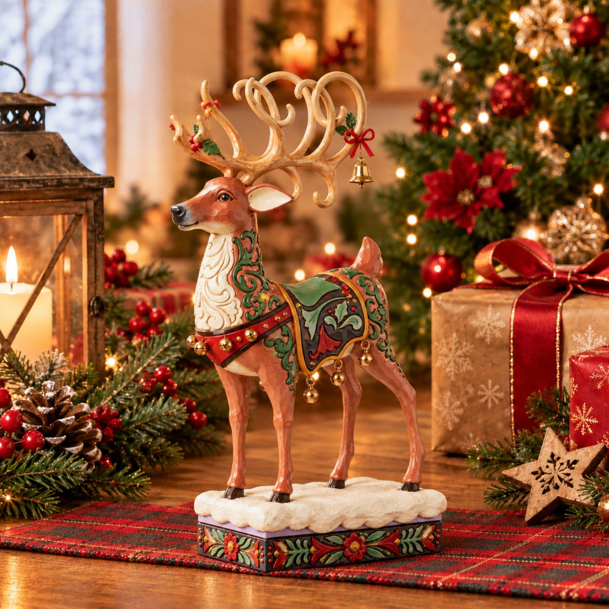 Hand crafted and hand painted, straight from the imagination of award-winning artist Jim Shore. Taking inspiration from traditional folk art, quilting designs, and iconic features like rosemaling, the mixture of colour, tones and glitter make each piece the perfect accessory for the best time of year - Christmas.