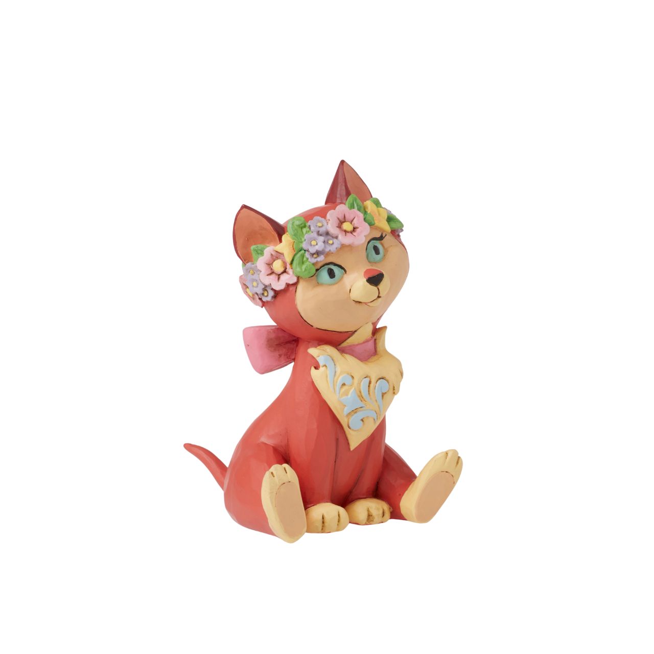 Alice in Wonderlands precious little kitten Dinah is now part of the Disney Traditions by Jim Shore family. Wearing a sweet flower crown atop her head, she is the perfect addition to any Disney collection or as a gift for cat lovers.
