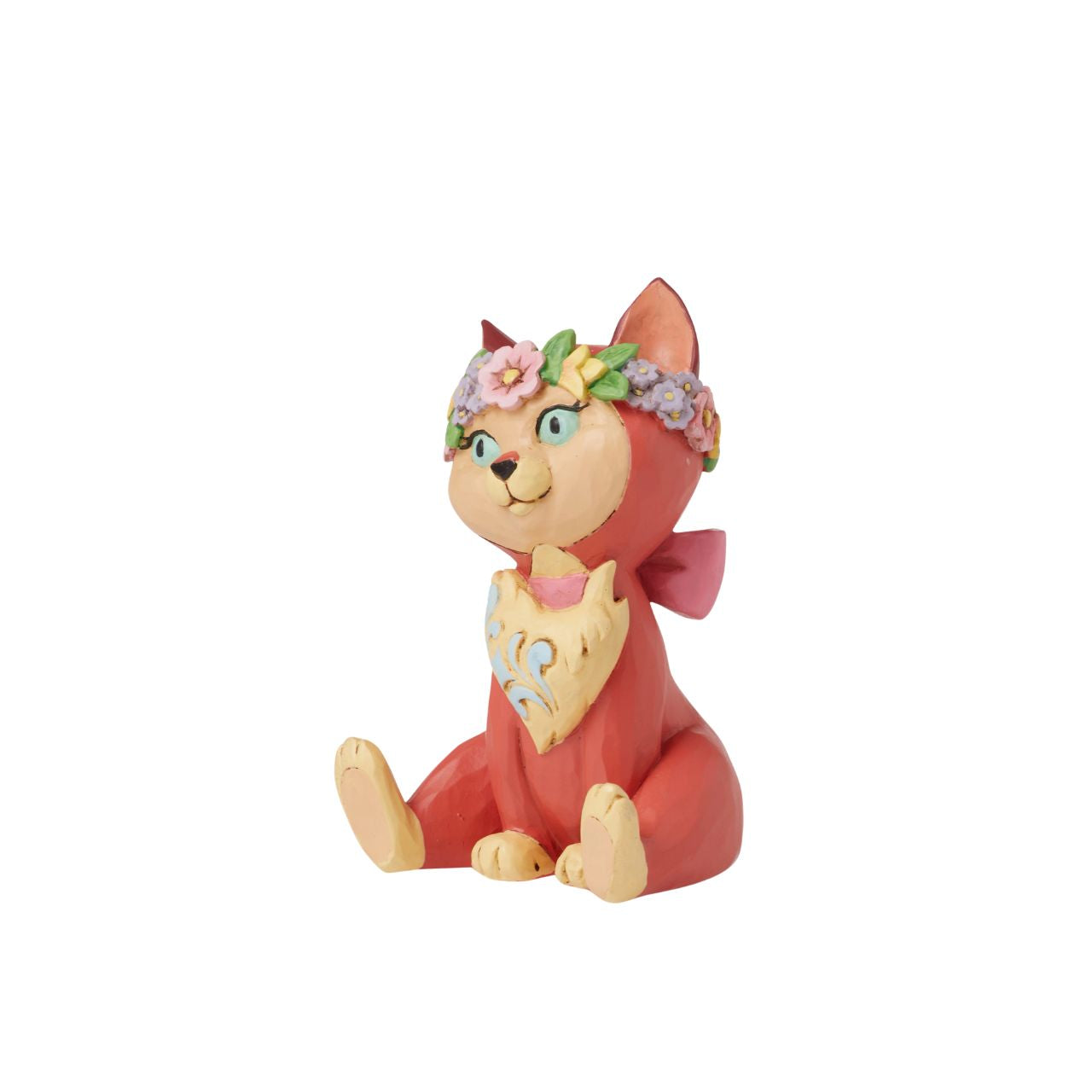 Alice in Wonderlands precious little kitten Dinah is now part of the Disney Traditions by Jim Shore family. Wearing a sweet flower crown atop her head, she is the perfect addition to any Disney collection or as a gift for cat lovers.
