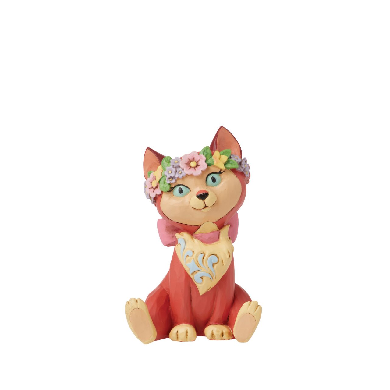 Alice in Wonderlands precious little kitten Dinah is now part of the Disney Traditions by Jim Shore family. Wearing a sweet flower crown atop her head, she is the perfect addition to any Disney collection or as a gift for cat lovers.