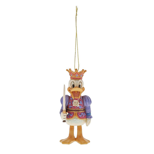 Donald Duck Nutcracker Ornament  Donald Duck is ready to make his debut in the Christmas classic, The Nutcracker. Handcrafted and hand-painted, this timeless bauble features Jim Shore's signature folk art motifs and playful use of colour.