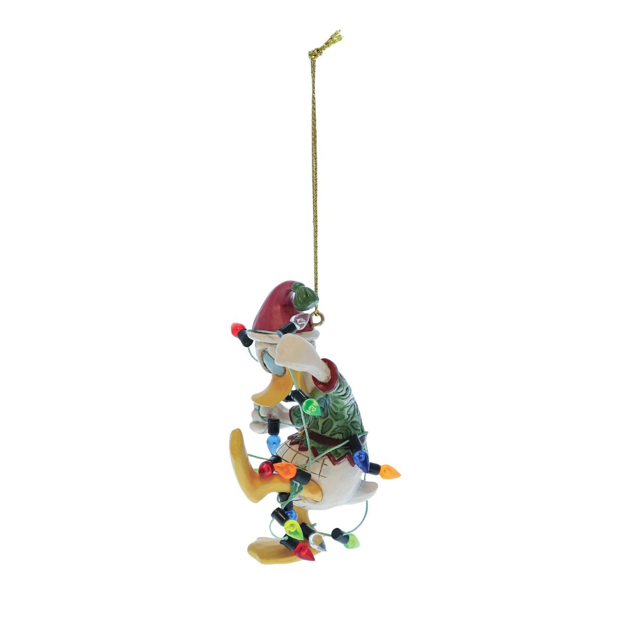 Donald Duck is trying to get into the festive spirit and not into a tangle. This fun hanging ornament from Jim Shore's Disney Traditions is the perfect way to celebrate not only your love of Donald and the magic of Disney, but also the fun and festive season.