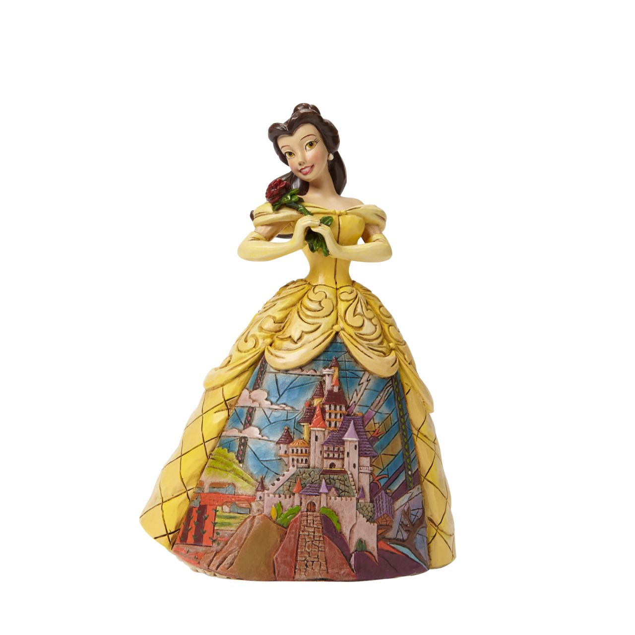 The Prince's castle shown in the opening sequence to Disney's Beauty and the Beast is faithfully recreated by master folk artist Jim Shore in this new collection of Disney princesses for the Disney Traditions brand.