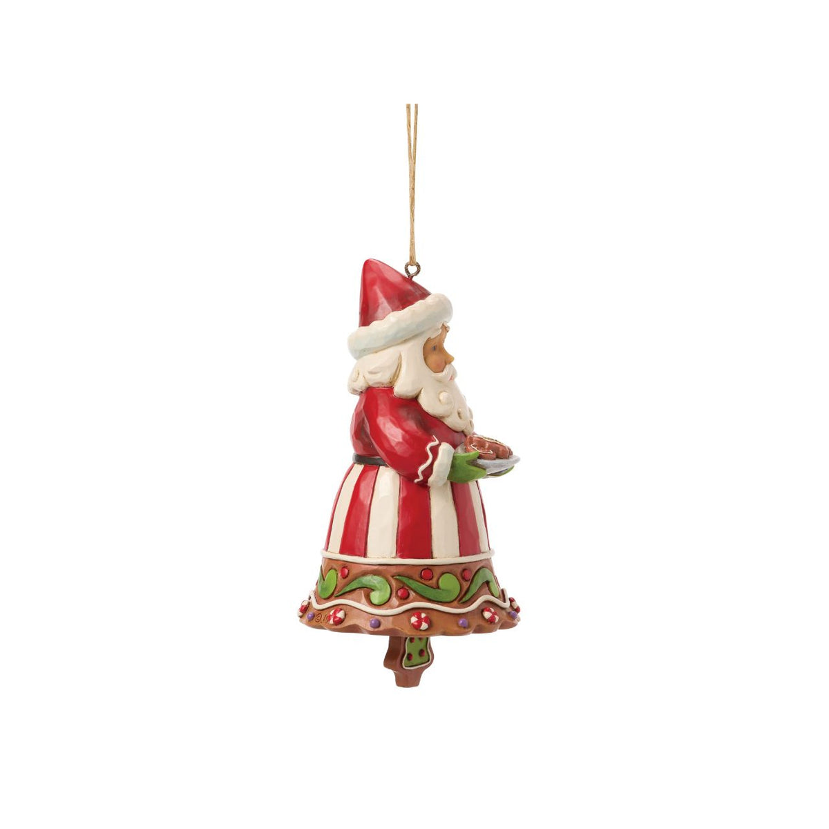 This gingerbread Santa doubles as a jingle bell, bringing sound and sweetness to the season. Jim Shore's artistry transforms the candy-coloured design into a nostalgic treasure. A playful ornament that will ring in holiday joy year after year.