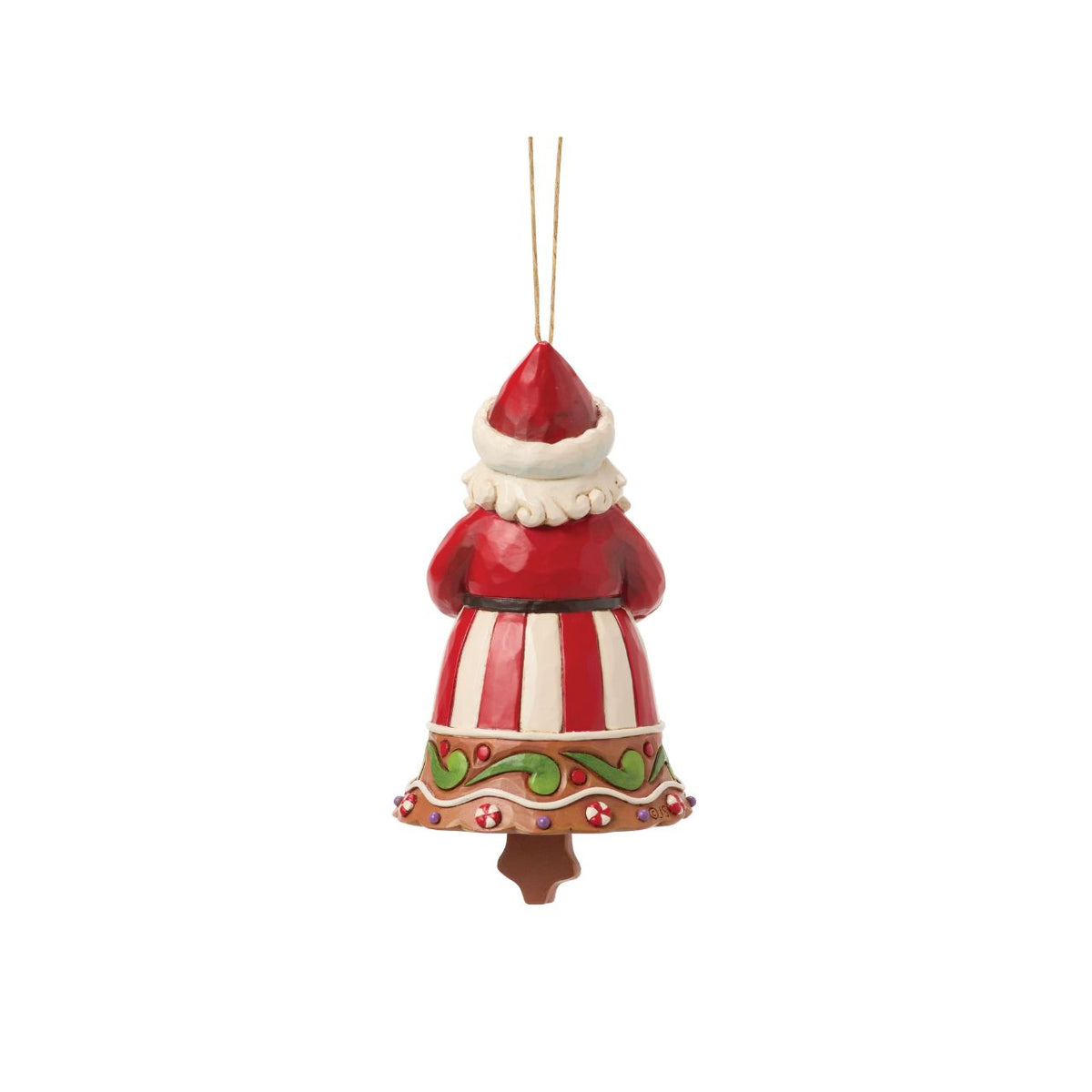 This gingerbread Santa doubles as a jingle bell, bringing sound and sweetness to the season. Jim Shore's artistry transforms the candy-coloured design into a nostalgic treasure. A playful ornament that will ring in holiday joy year after year.