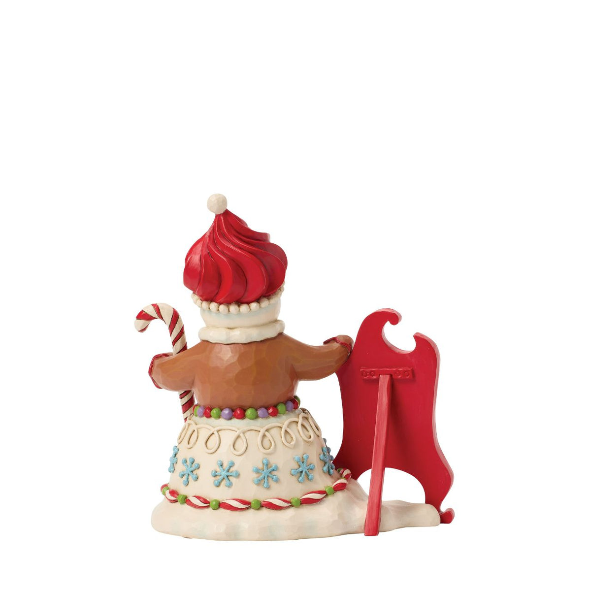 This sweet snowman holds a festive sign, inviting all to join in the holiday fun. Jim Shore's signature folk-art designs blend with candy-inspired accents, making it look almost good enough to eat.