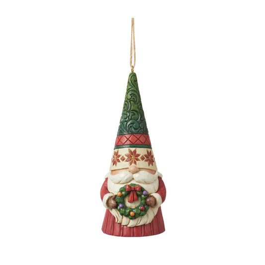 Christmas Gnome Holding Wreath Hanging Ornament  Celebrate Christmas with this beautiful hand crafted and hand painted Gnome Holding Wreath Hanging Ornament. Decorate your tree this Christmas with this cheerful Gnome Holding Wreath bauble.
