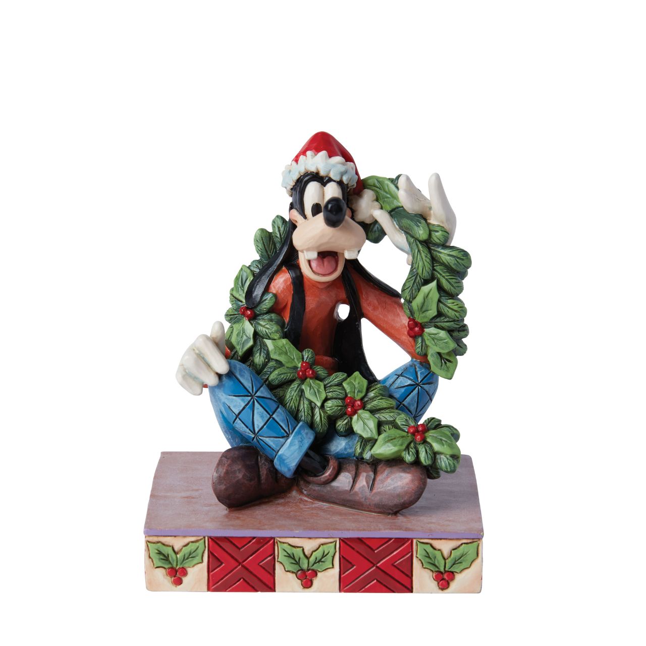 Goofy is celebrating Christmas in this cute festive figurine. Hand crafted by Disney Traditions, it comes in a fully branded gift box.