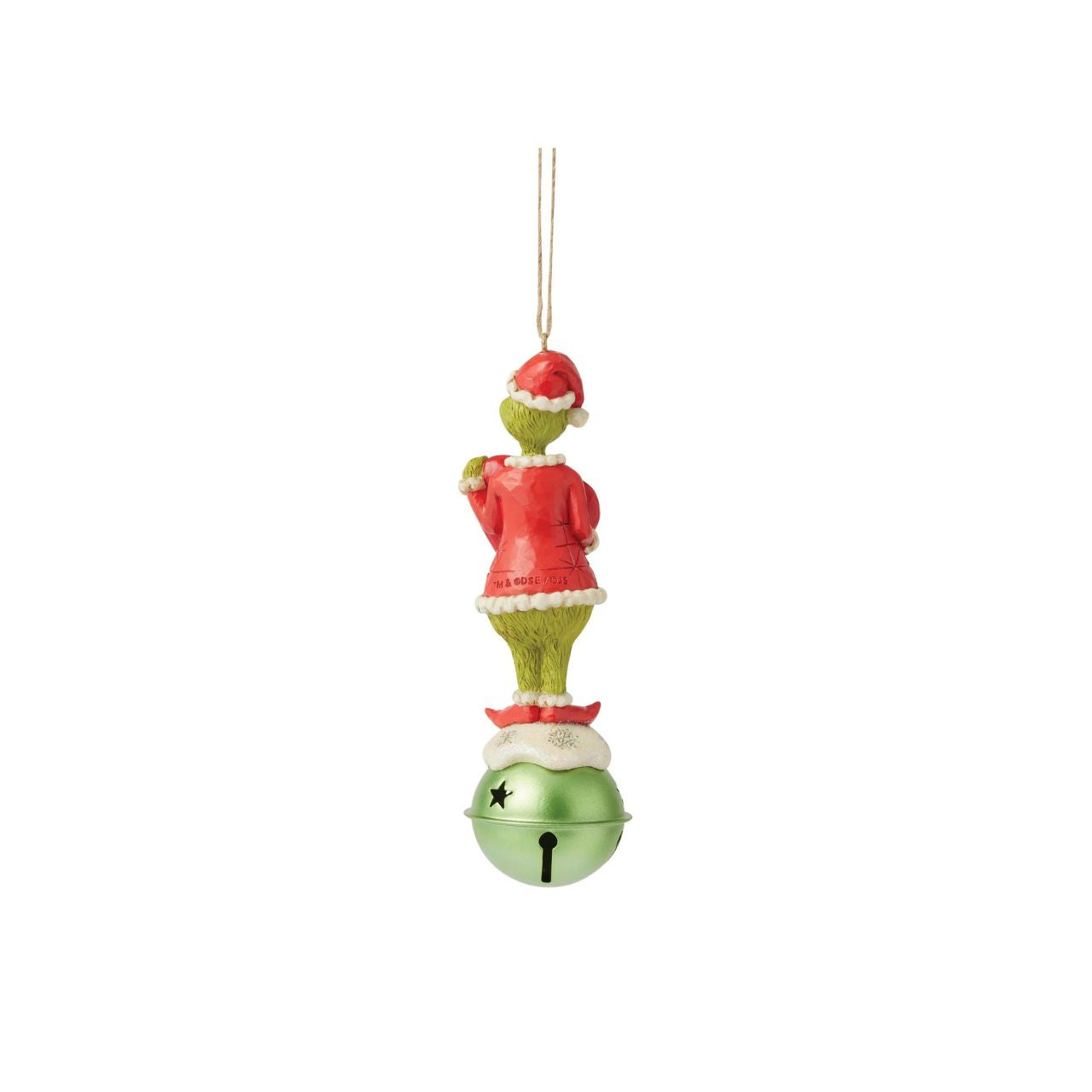 Perched atop a gleaming jingle bell, the Grinch grins in his Santa suit, holding a heart marked with the year 2025. This festive Jim Shore ornament reminds us to live in the moment and create holiday moments worth remembering for years to come.