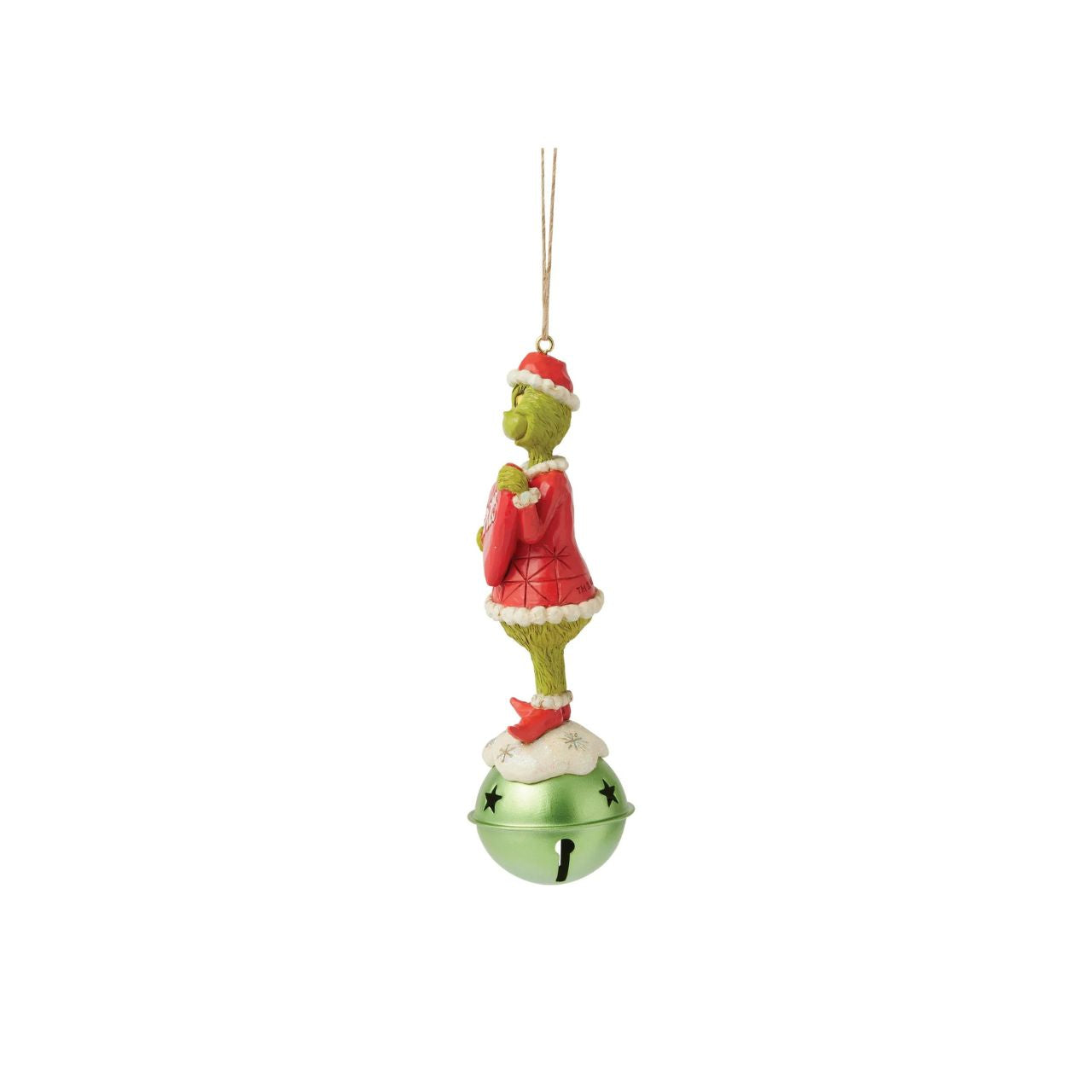 Perched atop a gleaming jingle bell, the Grinch grins in his Santa suit, holding a heart marked with the year 2025. This festive Jim Shore ornament reminds us to live in the moment and create holiday moments worth remembering for years to come.