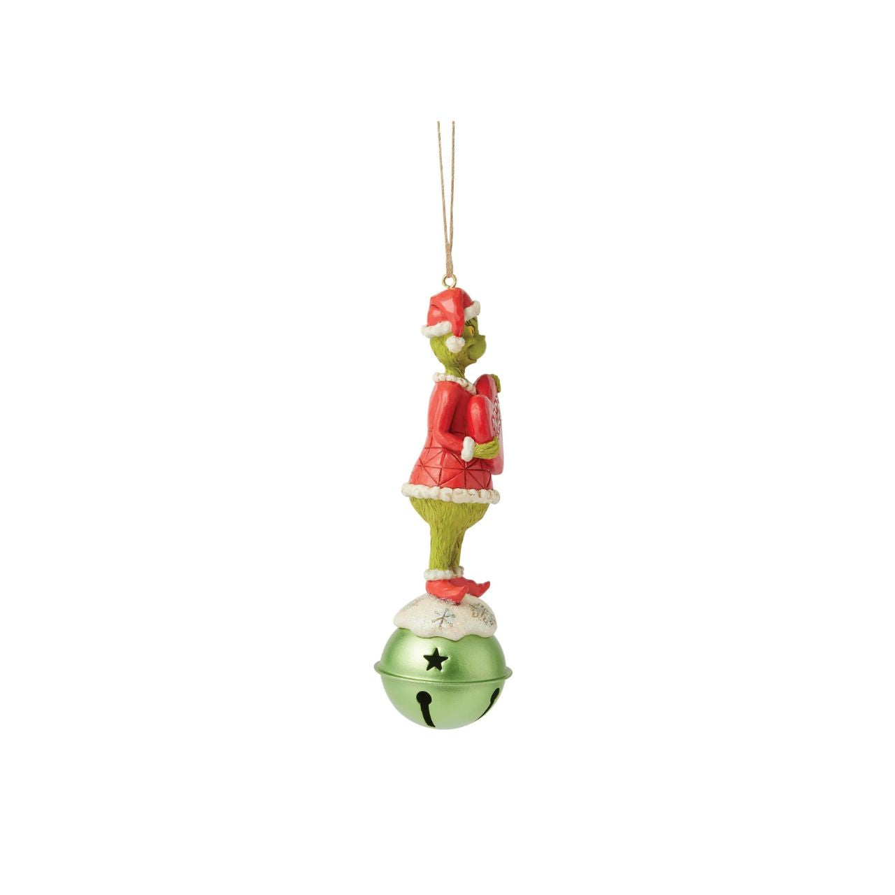 Perched atop a gleaming jingle bell, the Grinch grins in his Santa suit, holding a heart marked with the year 2025. This festive Jim Shore ornament reminds us to live in the moment and create holiday moments worth remembering for years to come.