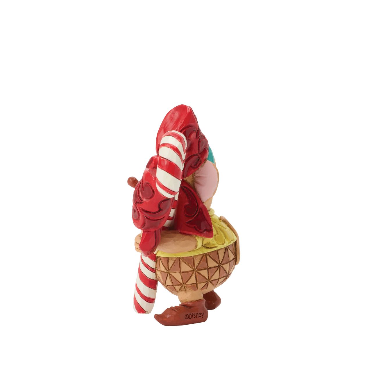 Cinderella's loyal mouse Gus carries a candy cane as big as he is in this charming Jim Shore figurine. His cheerful smile and folk art detail make him a festive delight for Disney fans young and old.