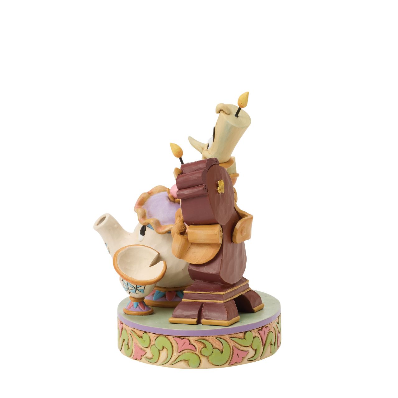 The enchanted castle's favourites shine in this delightful Jim Shore masterpiece. With Mrs. Potts, Chip, Lumiere, and Cogsworth posed with personality, each showcase the warmth, humour, and timeless charm of Disney's Beauty and the Beast.