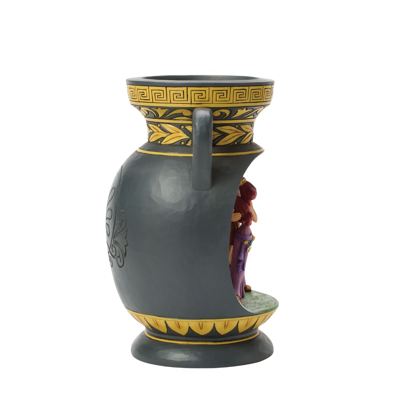 This bold Jim Shore design depicts Hercules in the style of ancient Greek pottery. With intricate storytelling and striking details, this inspired vase honours the legendary hero and Disney's timeless tale of strength and heart.