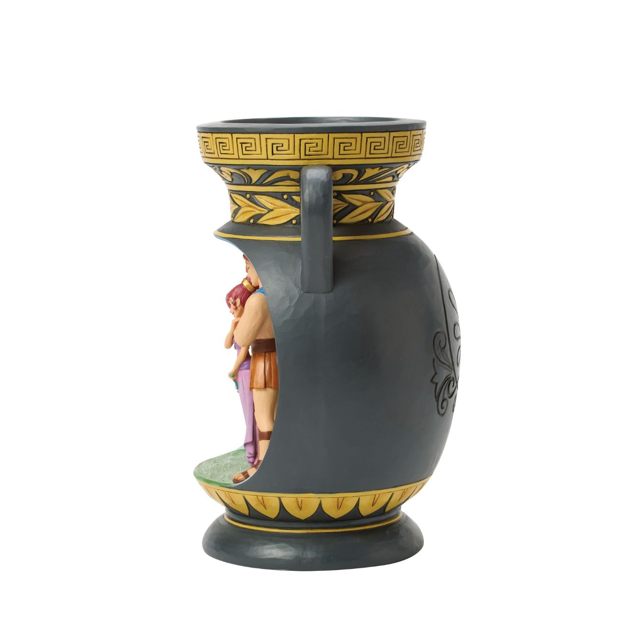 This bold Jim Shore design depicts Hercules in the style of ancient Greek pottery. With intricate storytelling and striking details, this inspired vase honours the legendary hero and Disney's timeless tale of strength and heart.