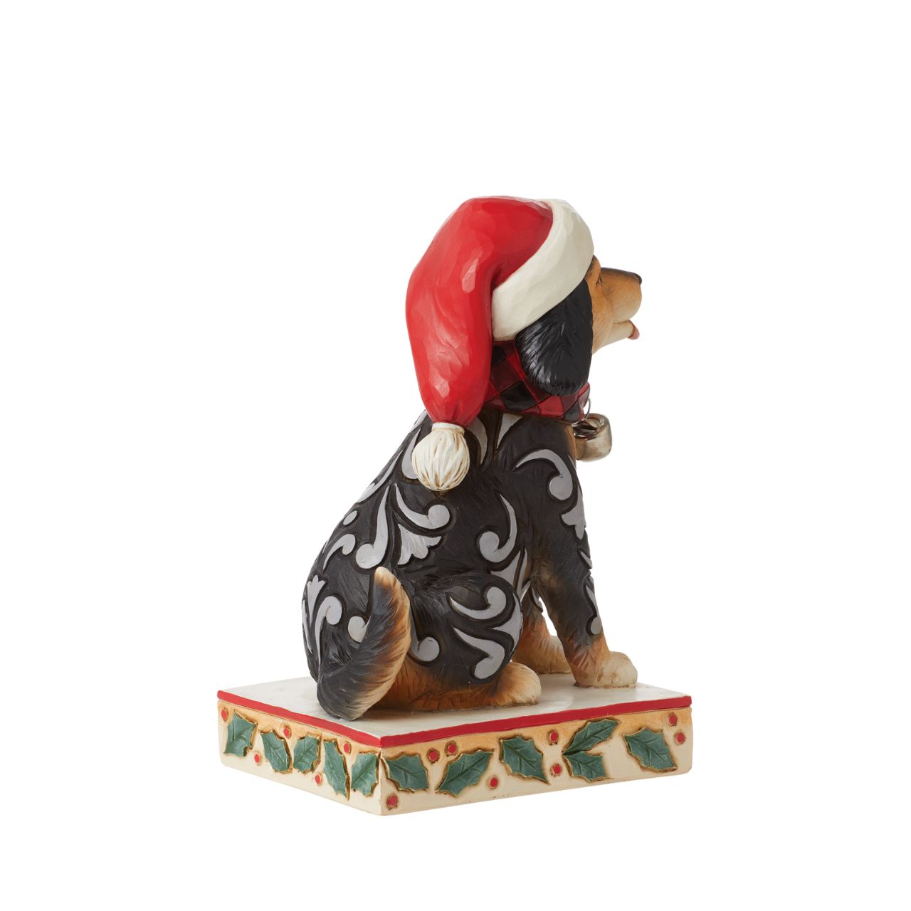 Heartwood Creek Highland Glen Dog in Santa Hat Figurine  Designed by award winning artist Jim Shore as part of the Heartwood Creek Highland Glen Collection, hand crafted using high quality cast stone and hand painted, this cute & cosy dog is perfect for the Christmas season.