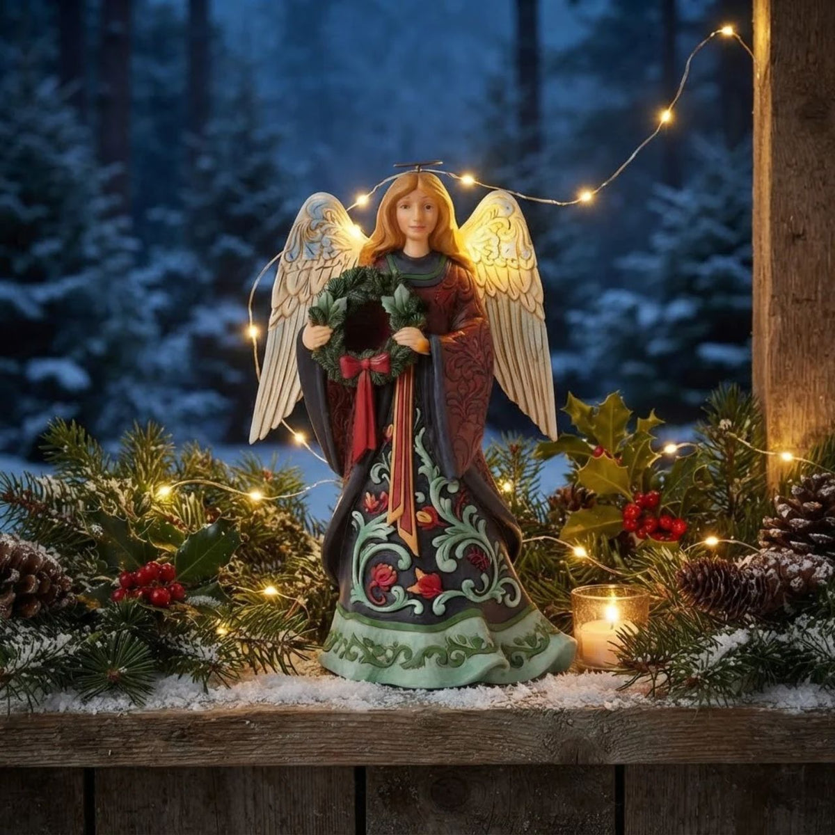 Designed by award winning artist Jim Shore as part of the Heartwood Creek Holiday Manor Collection, hand crafted using high quality cast stone and hand painted, this festive Angel is perfect for the Christmas season.