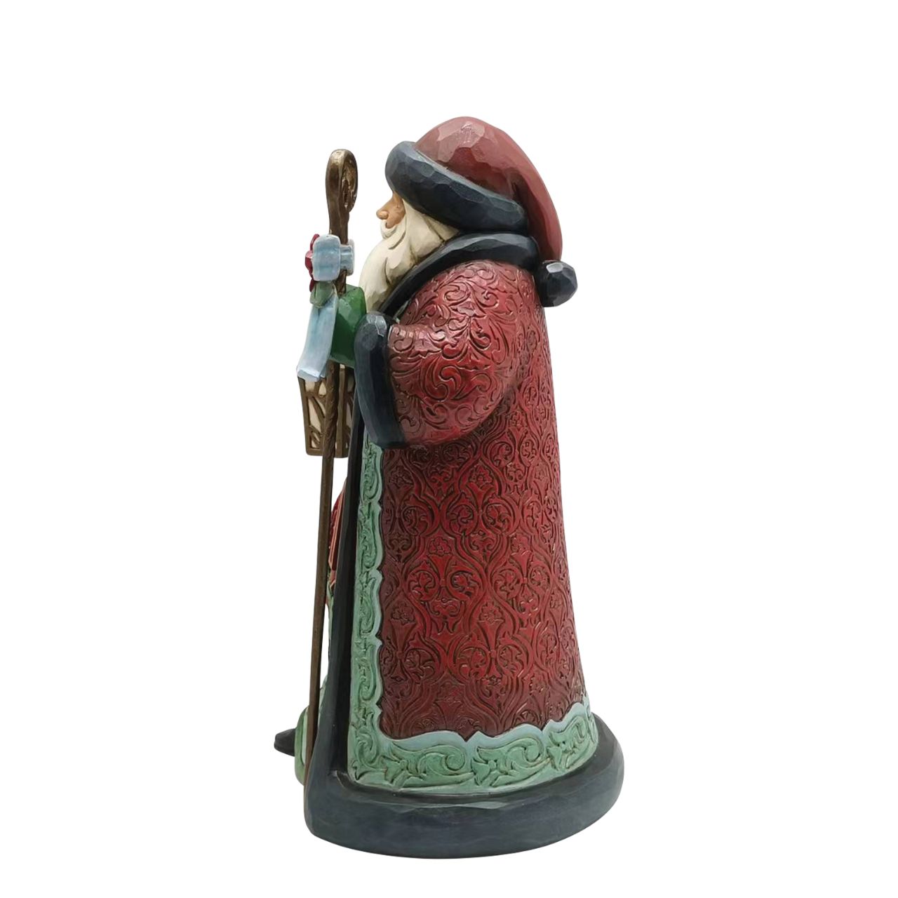 Heartwood Creek Holiday Manor Santa with Cane Figurine  Designed by award winning artist Jim Shore as part of the Heartwood Creek Holiday Manor Collection, hand crafted using high quality cast stone and hand painted, this Santa with his cane is perfect for the Christmas season