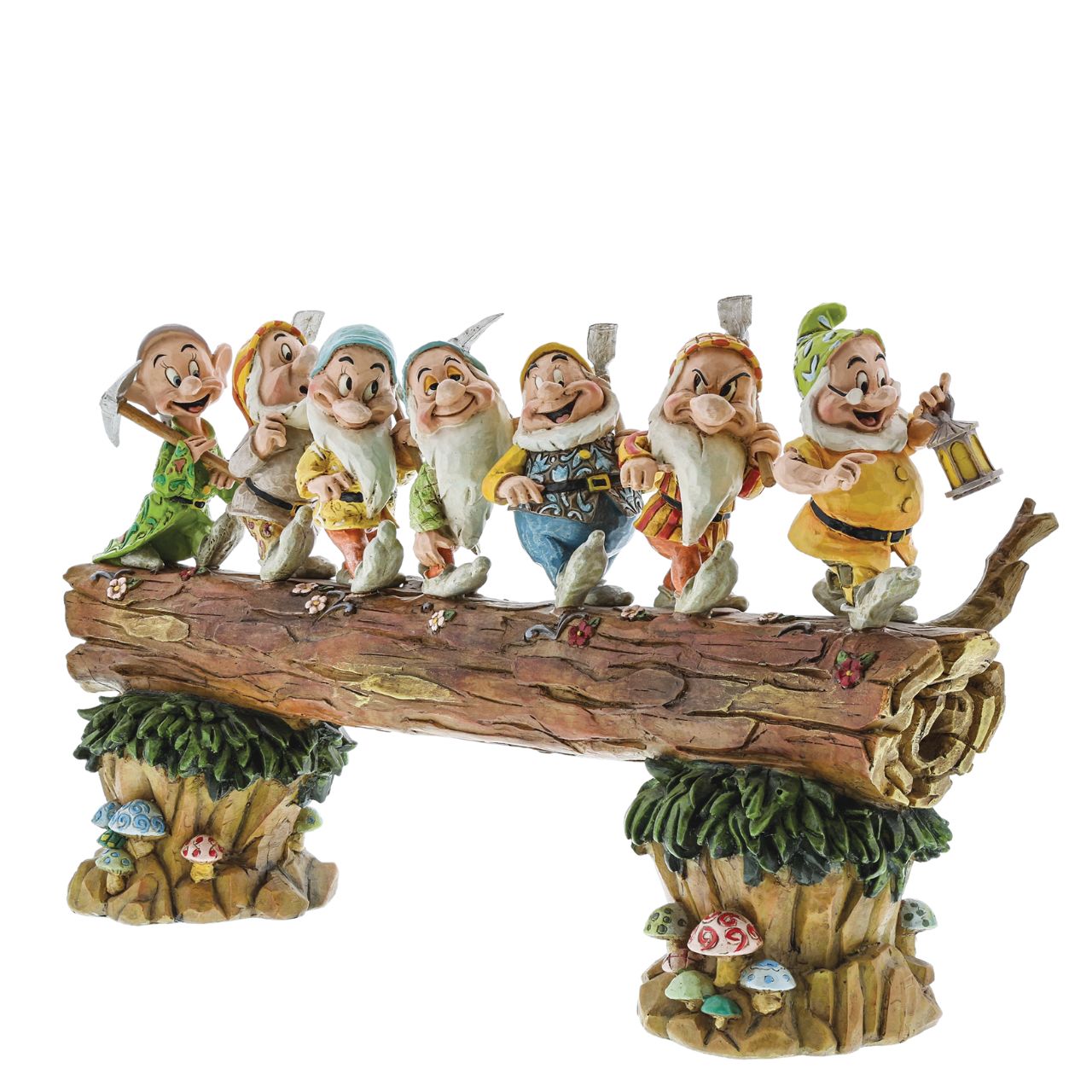 Disney Traditions Homeward Bound Seven Dwarfs Figurine  Homeward Bound captures a very memorable scene from the classic Snow White animation; the lovable 7 Dwarfs return home to find an unexpected house guest: a sleeping Princess.