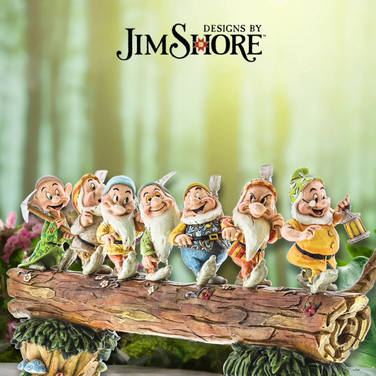 Homeward Bound captures a very memorable scene from the classic Snow White animation; the lovable 7 Dwarfs return home to find an unexpected house guest: a sleeping Princess. Designed by award winning artist and sculptor, Jim Shore for the Disney Traditions brand.