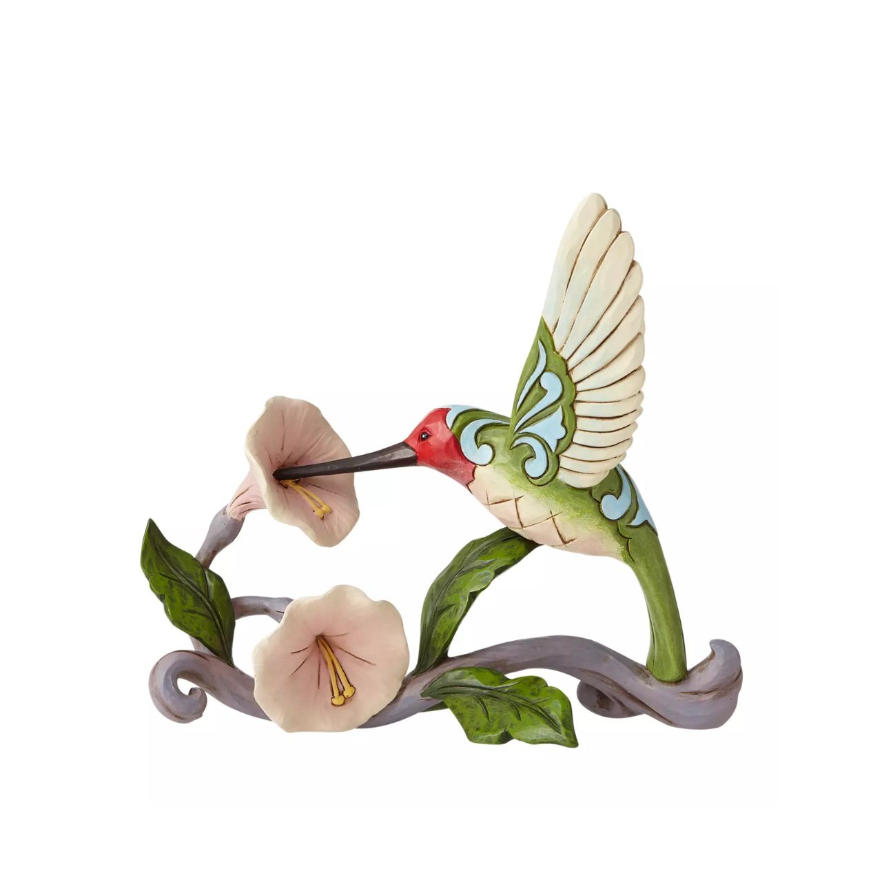 A colourful accent to brighten your day, Jim Shore's richly detailed Hummingbird design features a combination of subtle quilt patterning and beautifully hand-crafted rosemaling motifs. Each Heartwood Creek piece is hand painted.