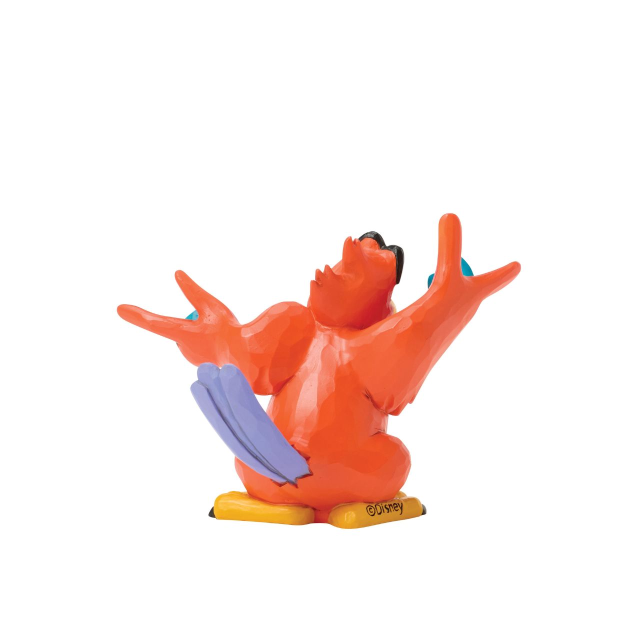 Jafar's big mouthed, feathered sidekick, Iago, comes to life in this personality filled Jim Shore figurine. With vibrant folk art details and a mischievous grin, Iago brings a touch of villainous fun to any Disney lover's home.