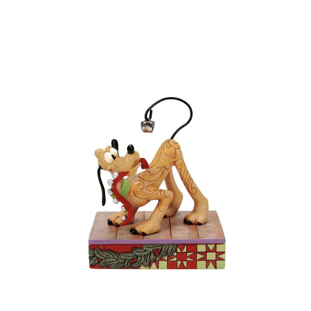 Celebrate Pluto's 95th anniversary with this enchanting Jim Shore scene, where Pluto conducts his own symphony of jingle bells, shaking a bell adorned collar and using his tail as an instrument.